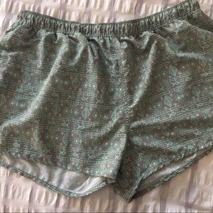 Gray and Turquoise Patterned Mesh Outdoor Shorts